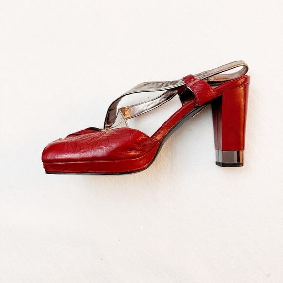 Apepazza Carol Red Leather Platform Peep Toe Heel  Shoes SZ9 - Picture 8 of 8
